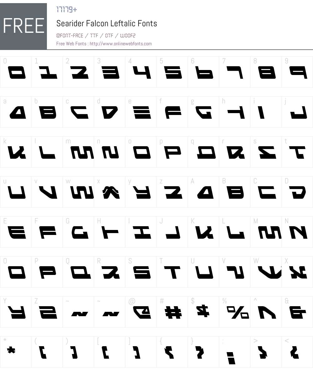 Searider Falcon Leftalic Font Screenshots