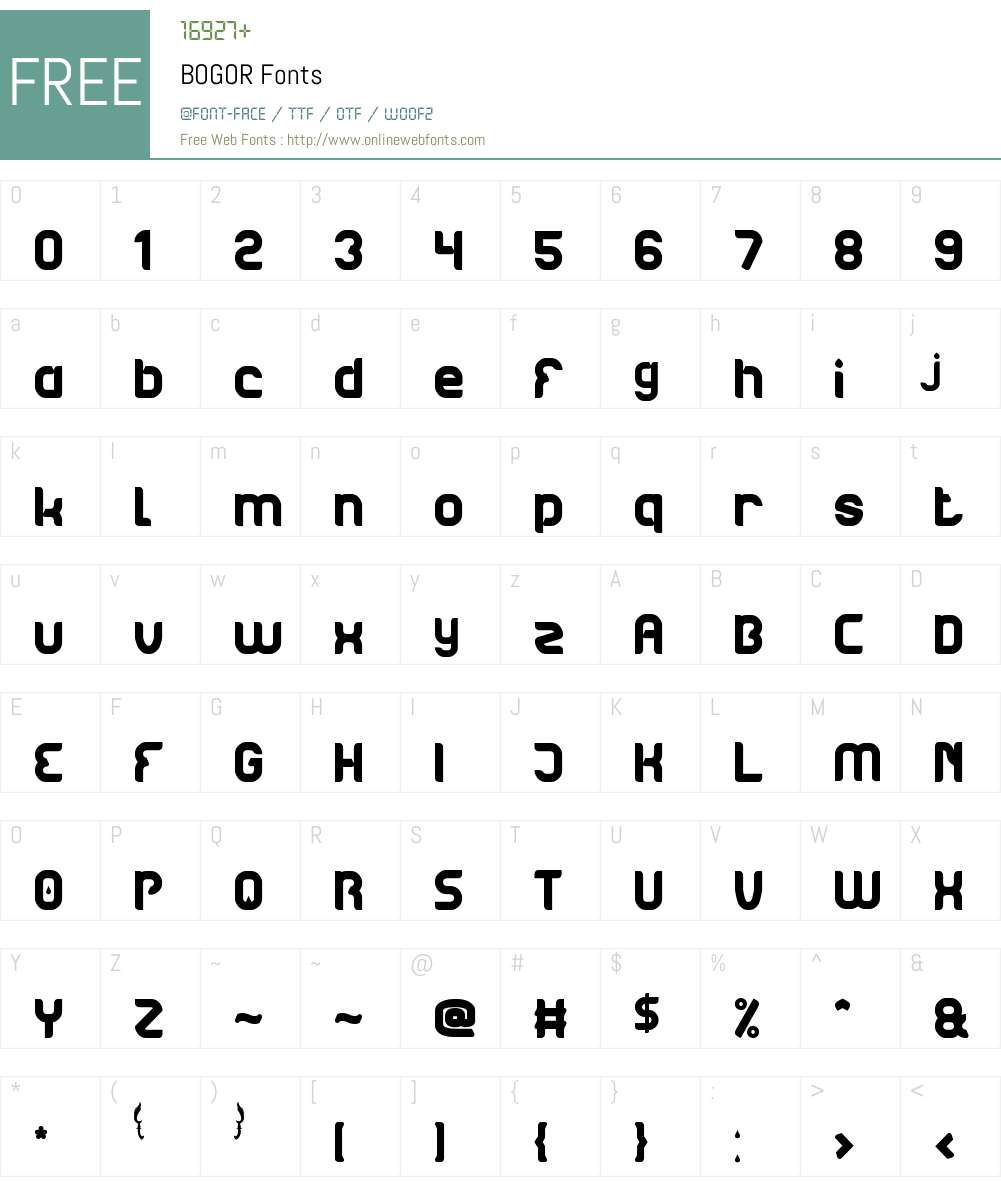 BOGOR Font Screenshots