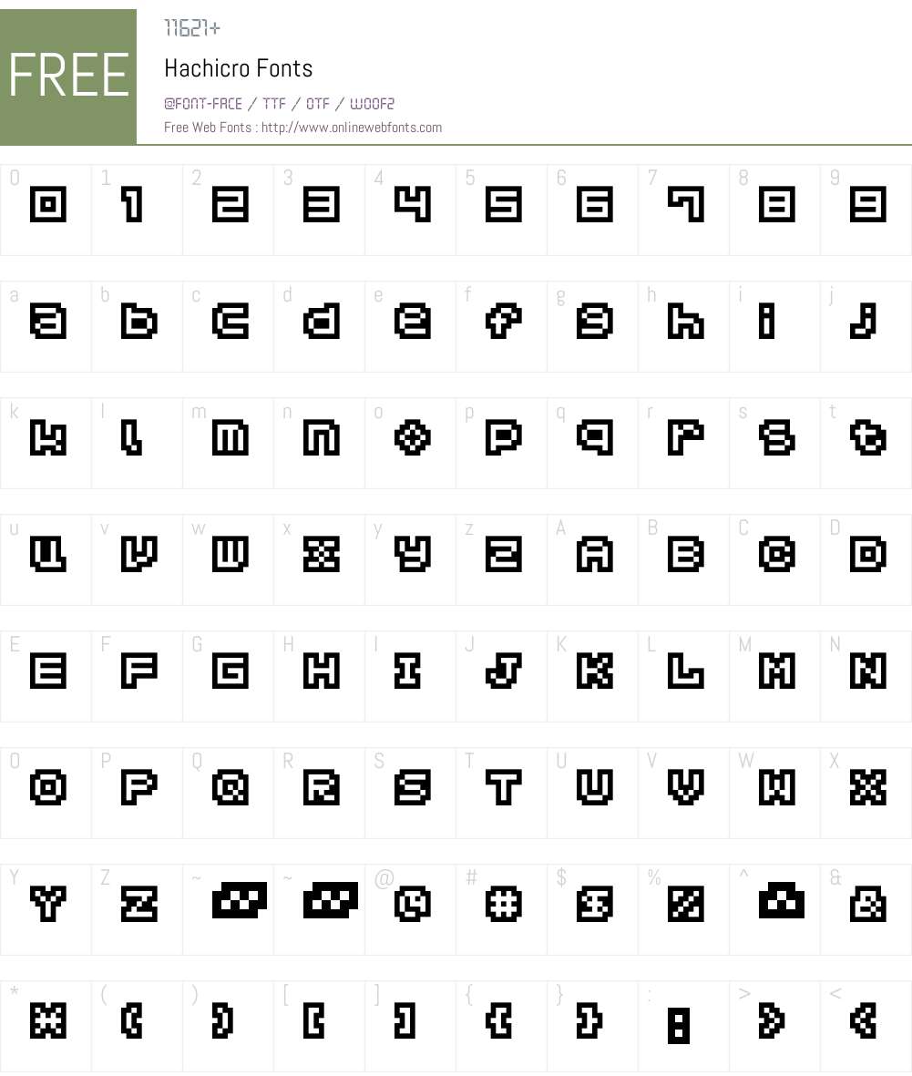 Hachicro Font Screenshots