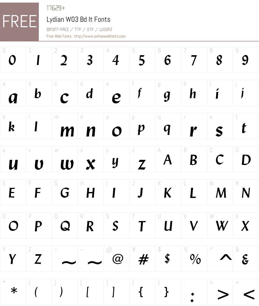 Lydian Font Screenshots