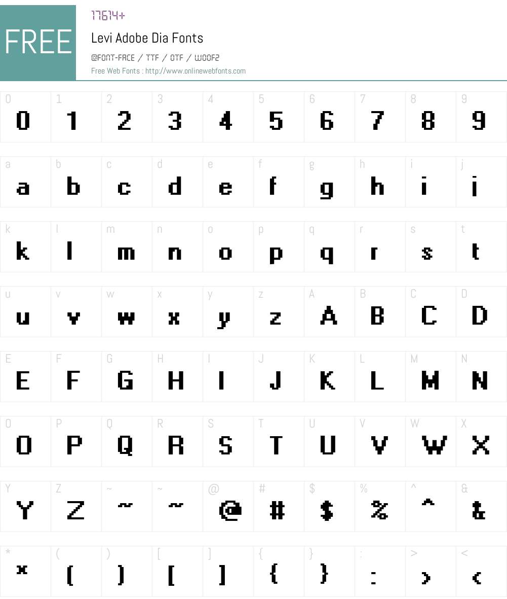 Levi Adobe Dia Font Screenshots