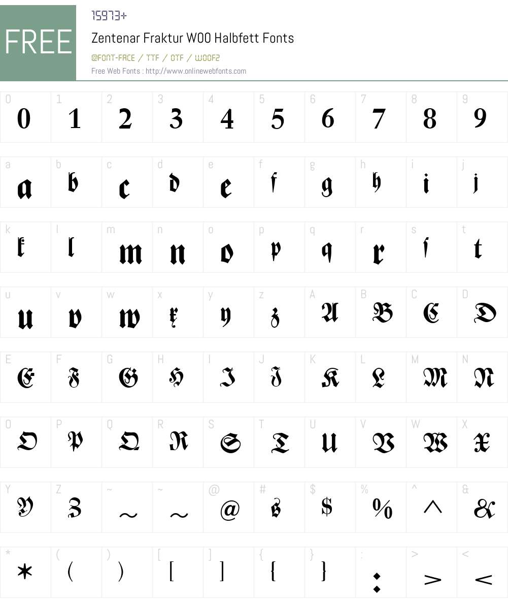 ZentenarFrakturW00-Halbfett Font Screenshots