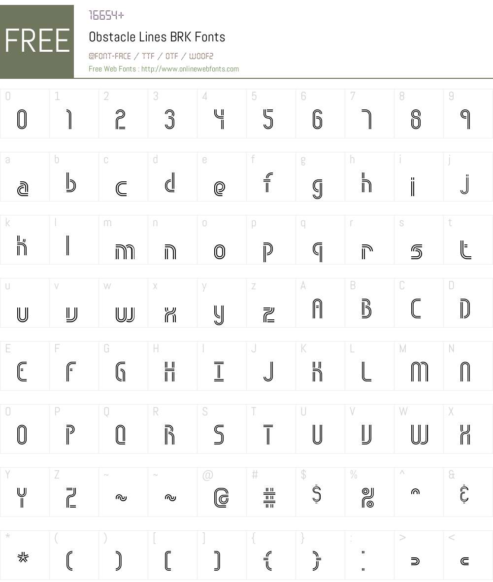 Obstacle Lines BRK Font Screenshots