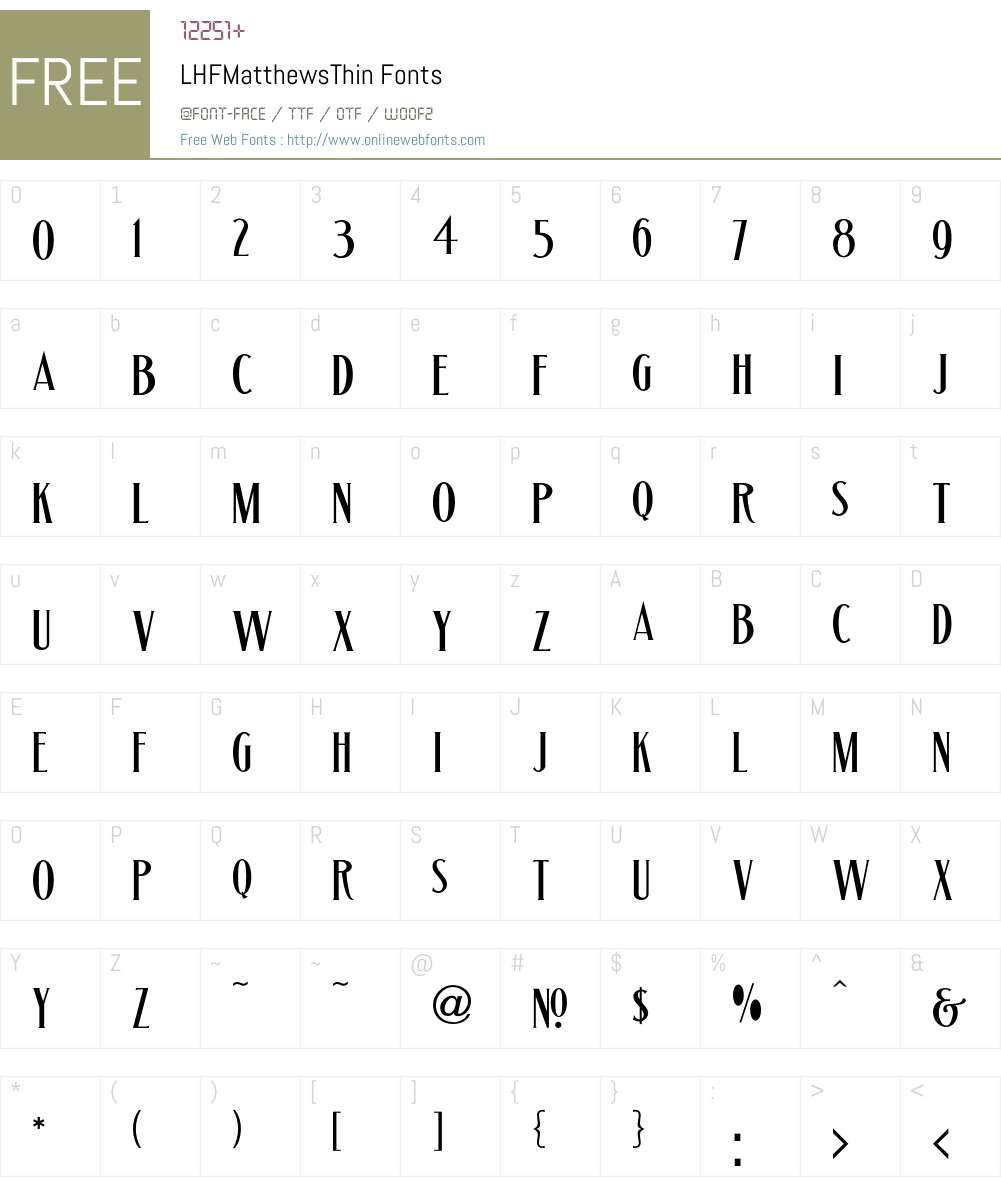 LHFMatthewsThin Font Screenshots
