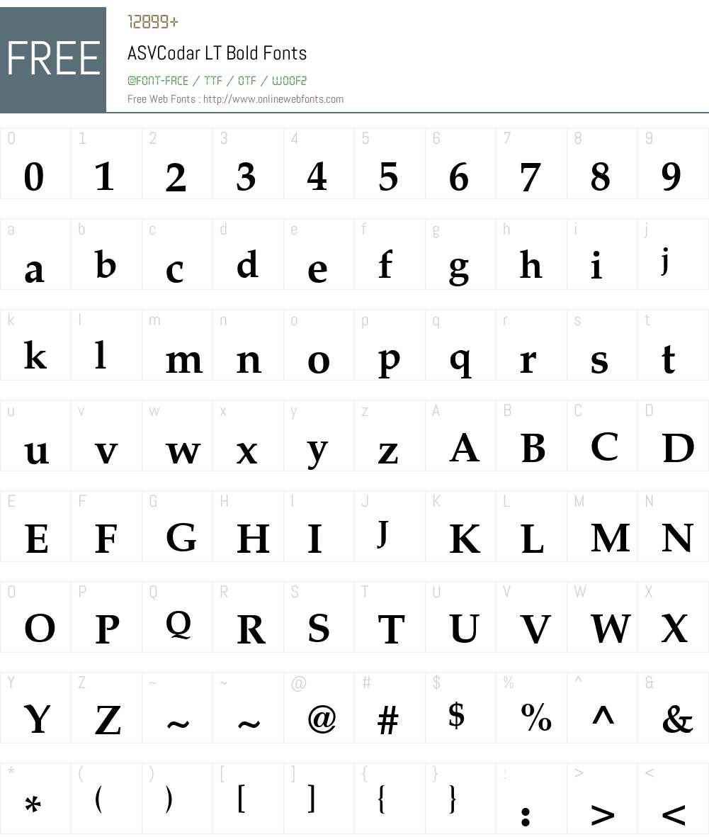 ASVCodarLTBold Font Screenshots
