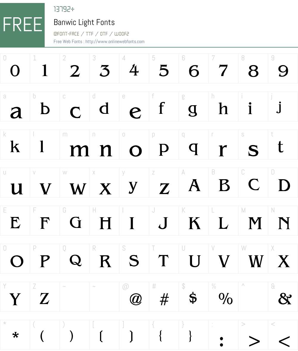 Banwic Light Font Screenshots