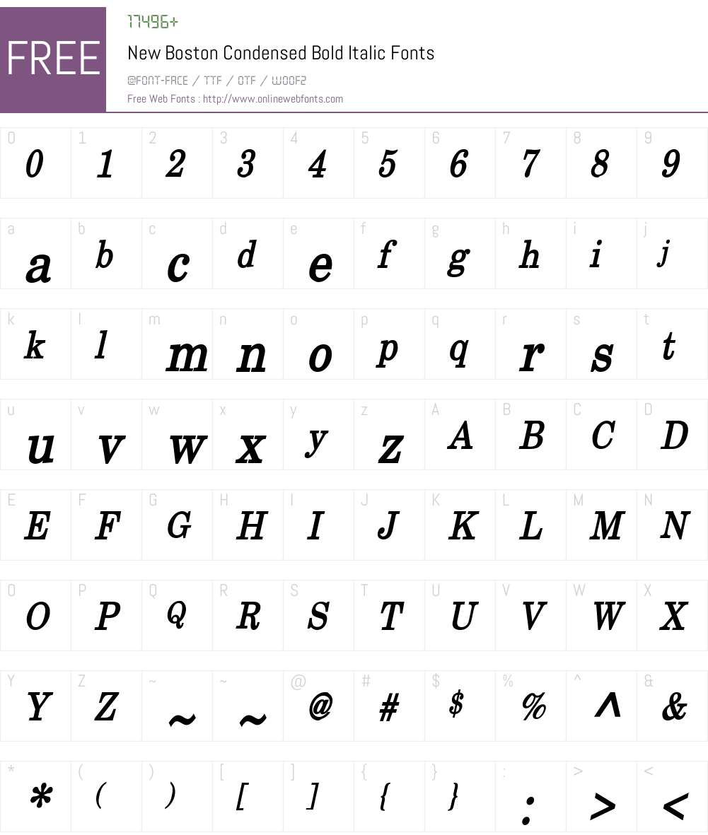 New Boston Condensed Font Screenshots