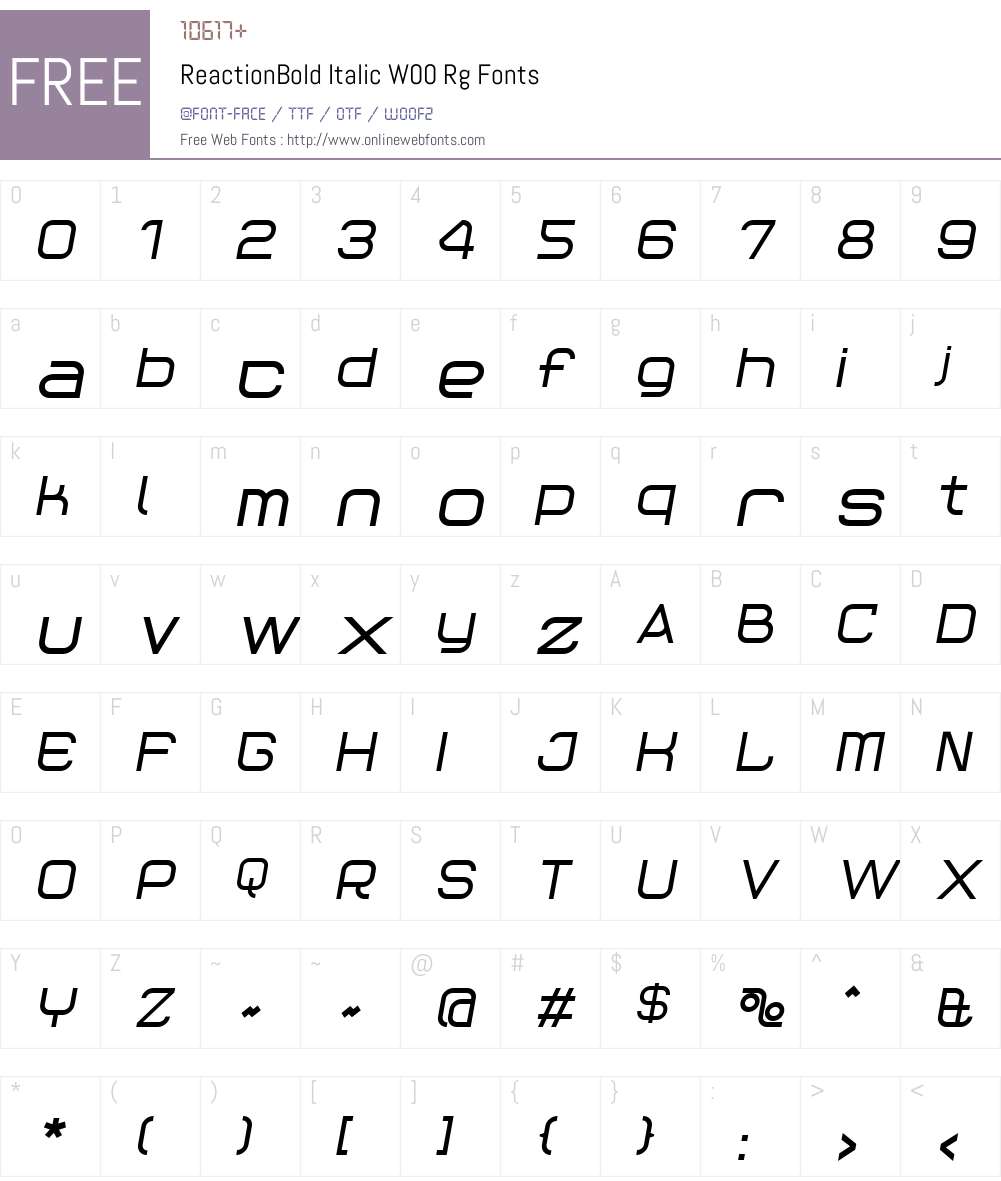 ReactionBold Italic Font Screenshots