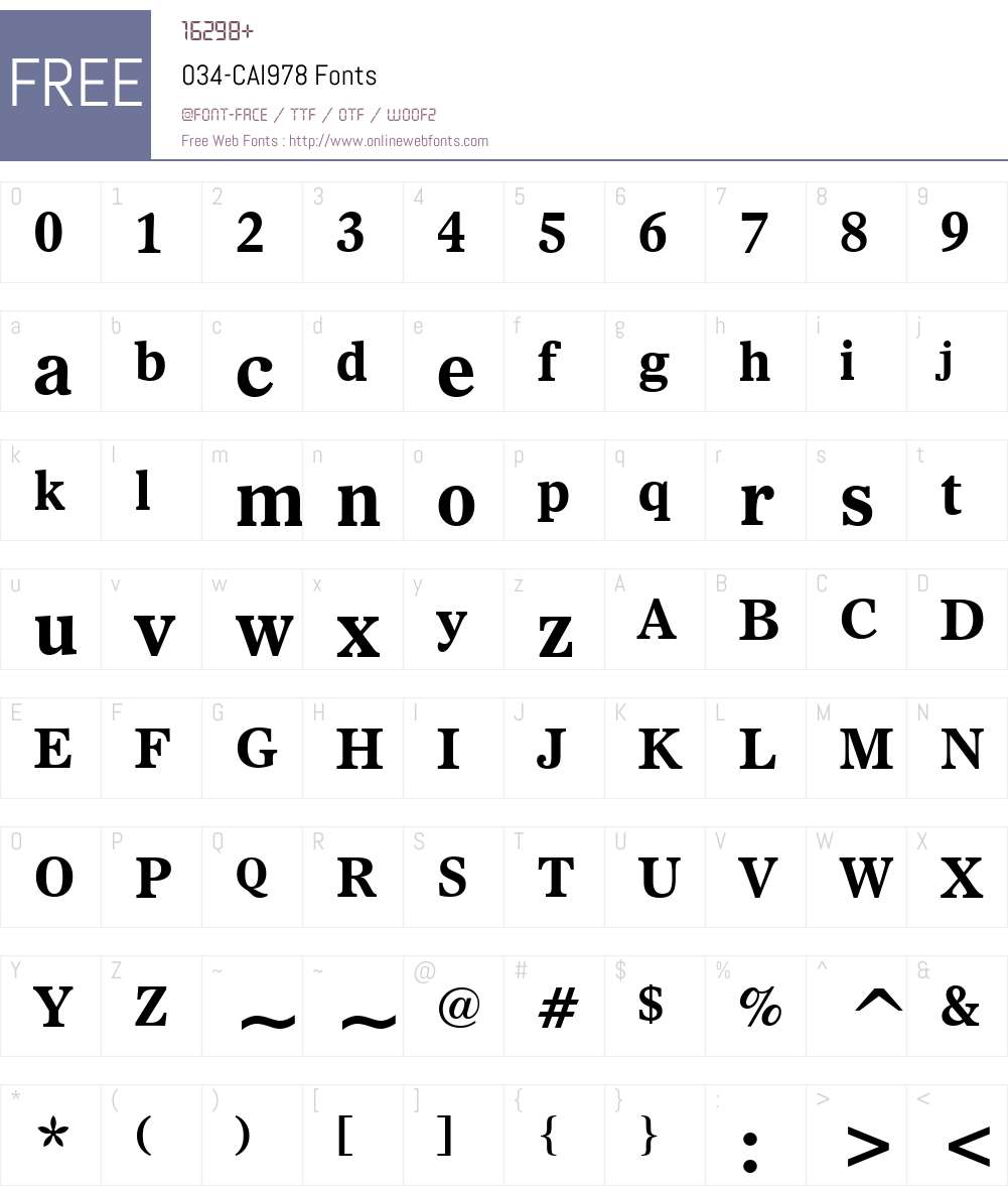 034-CAI978 Font Screenshots