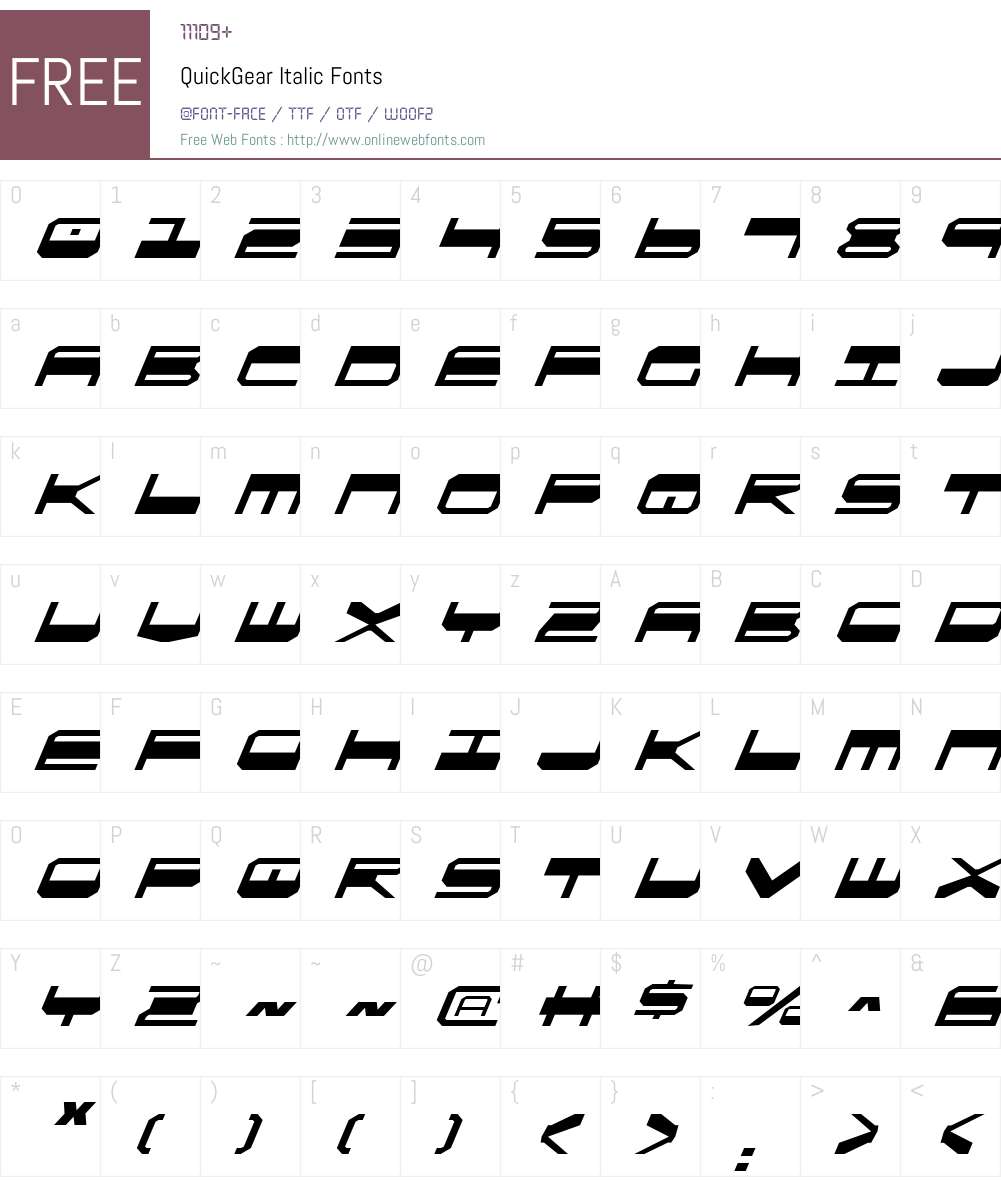 QuickGear Italic Font Screenshots