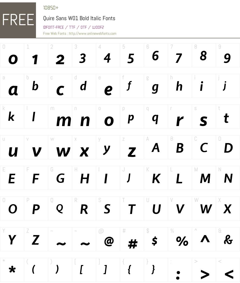 QuireSansW01-BoldItalic Font Screenshots