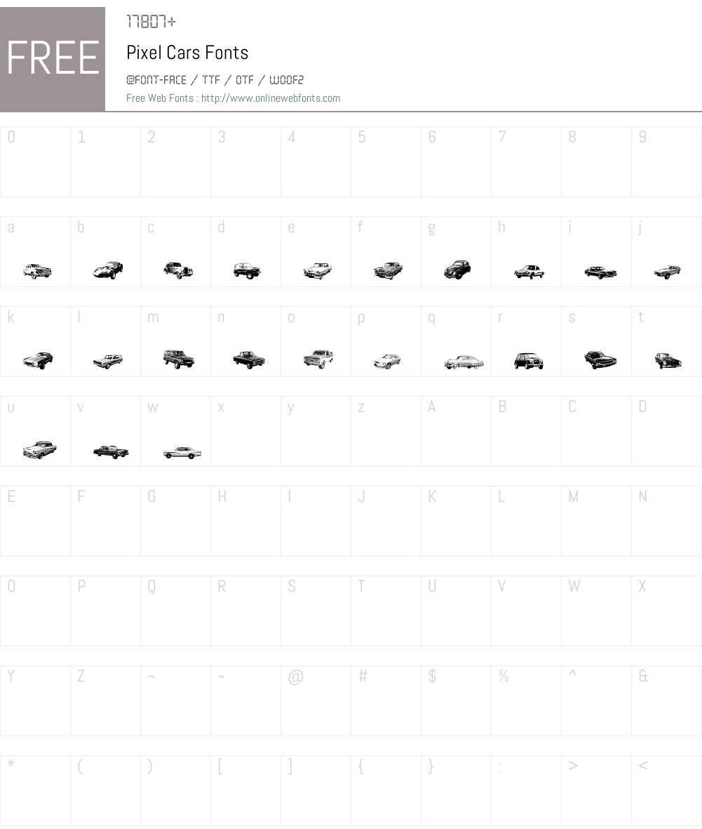 Pixel Cars Font Screenshots