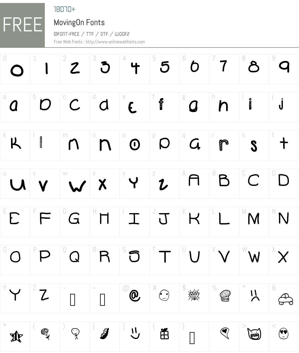 MovingOn Font Screenshots