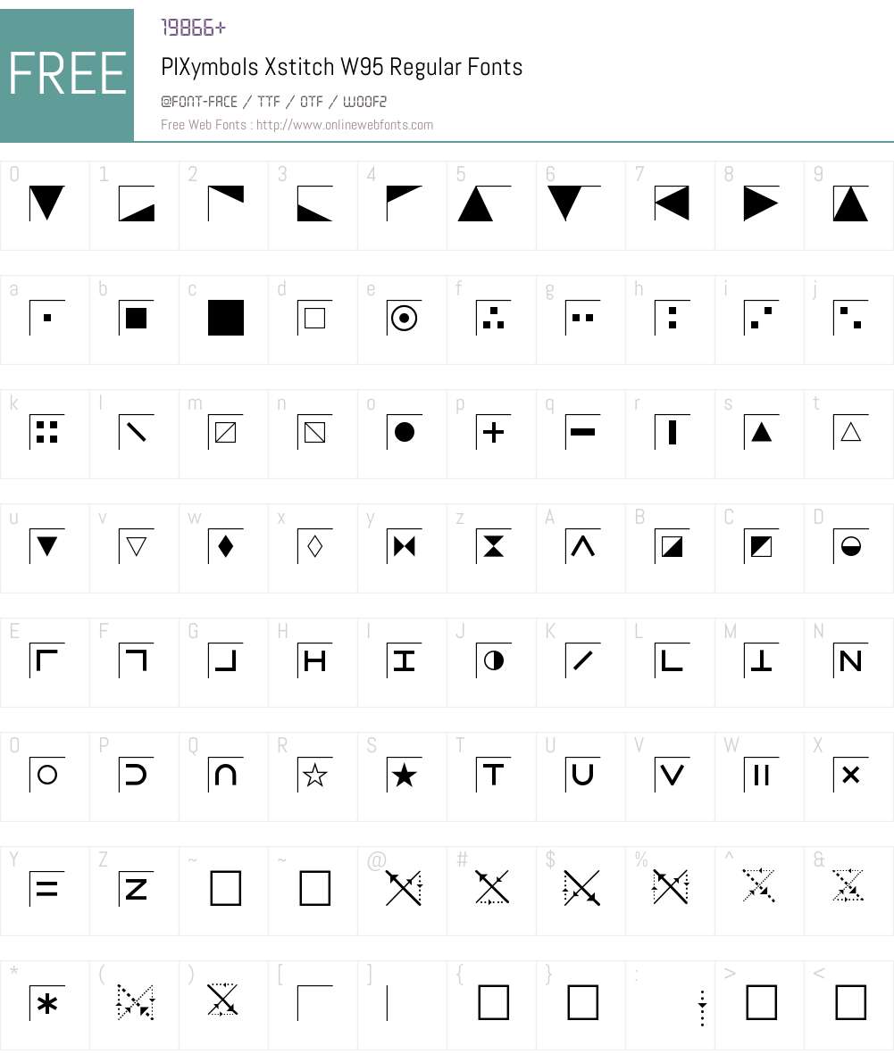 PIXymbolsXstitchW95-Regular Font Screenshots