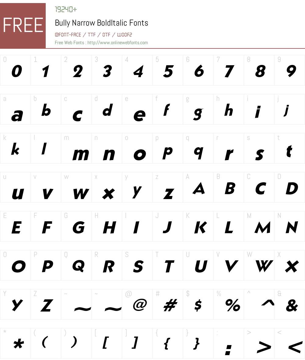 Bully Narrow Font Screenshots