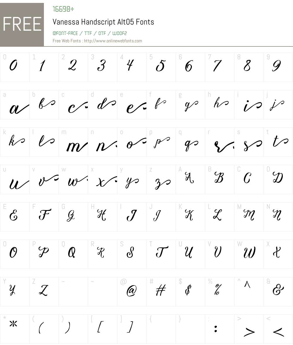 Vanessa Handscript Alt05 Font Screenshots