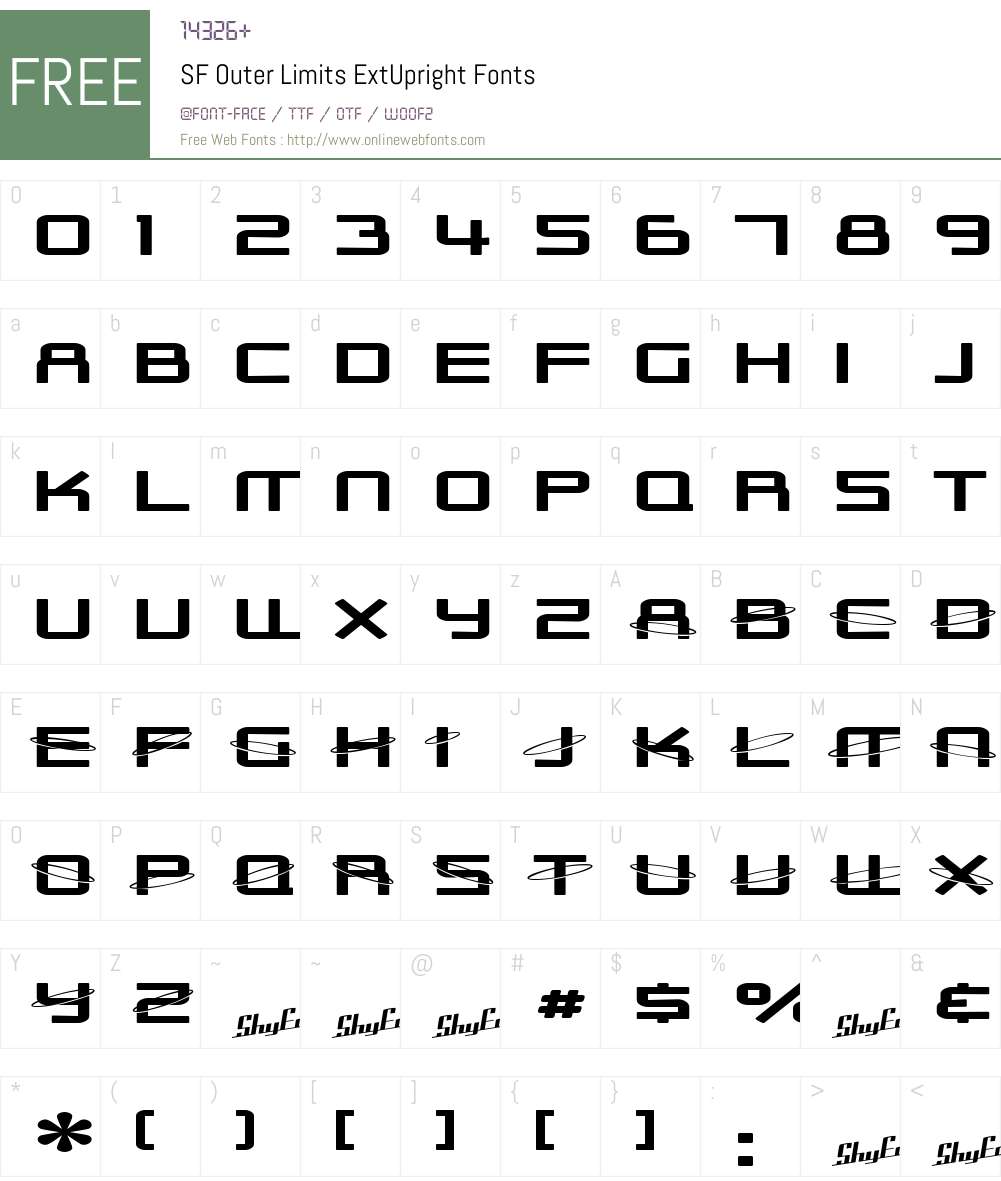 SF Outer Limits ExtUpright Font Screenshots