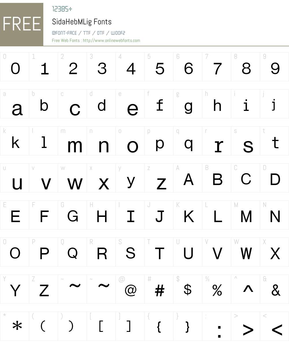 SidaHebMLig Font Screenshots