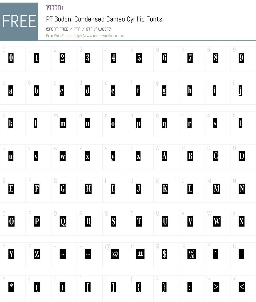 BodoniCondCameoC Font Screenshots
