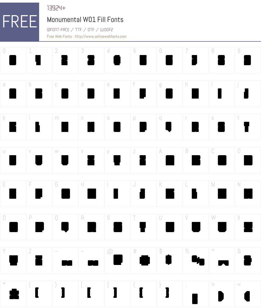 MonumentalW01-Fill Font Screenshots