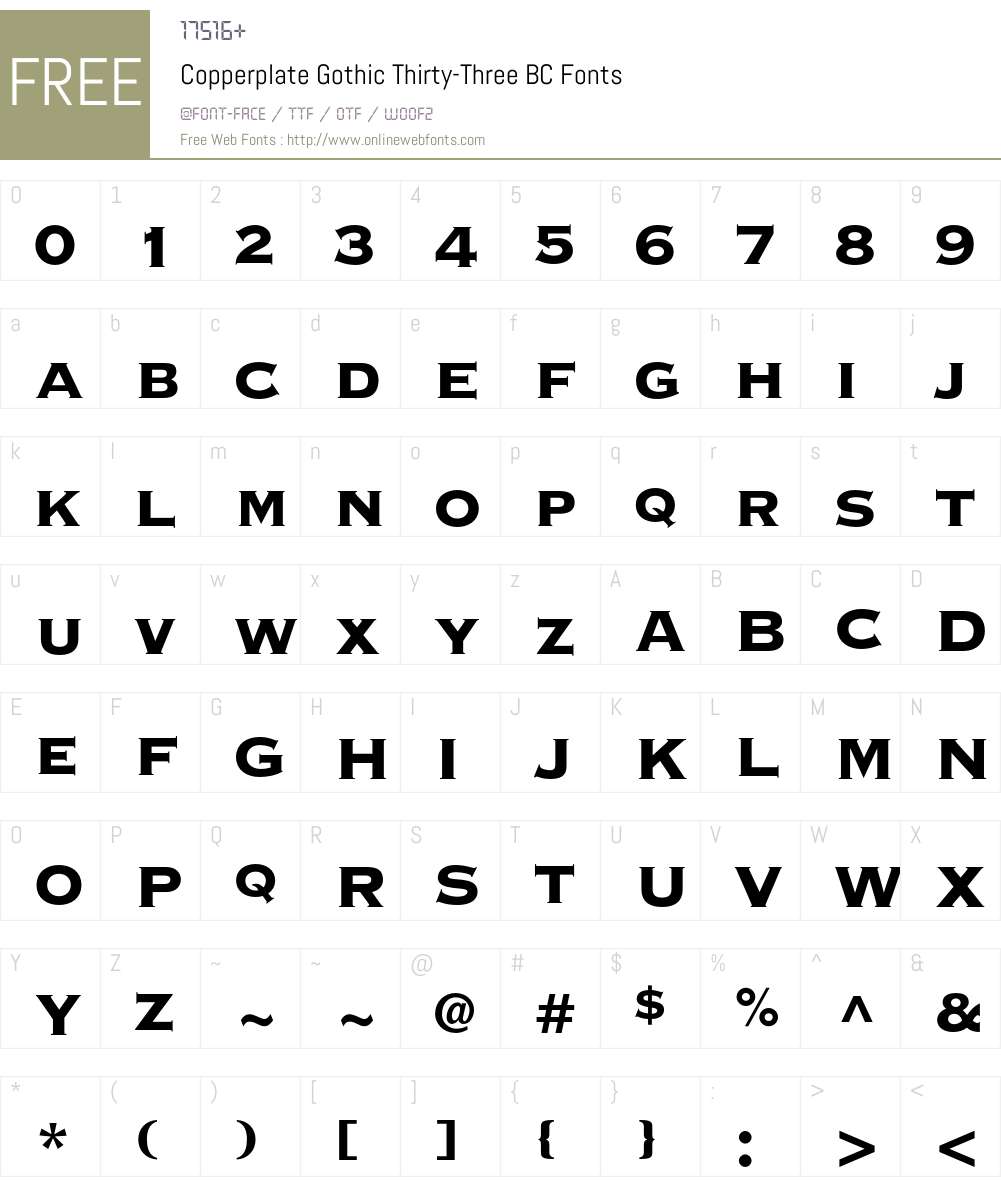 Copperplate Gothic Font Screenshots