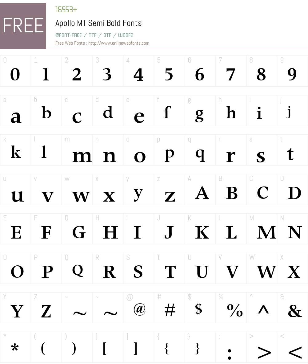 Apollo MT Font Screenshots