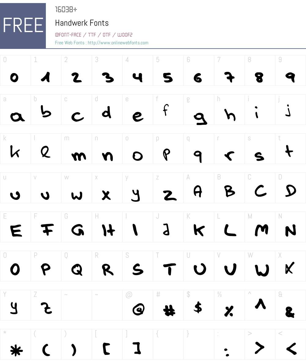 Handwerk Font Screenshots