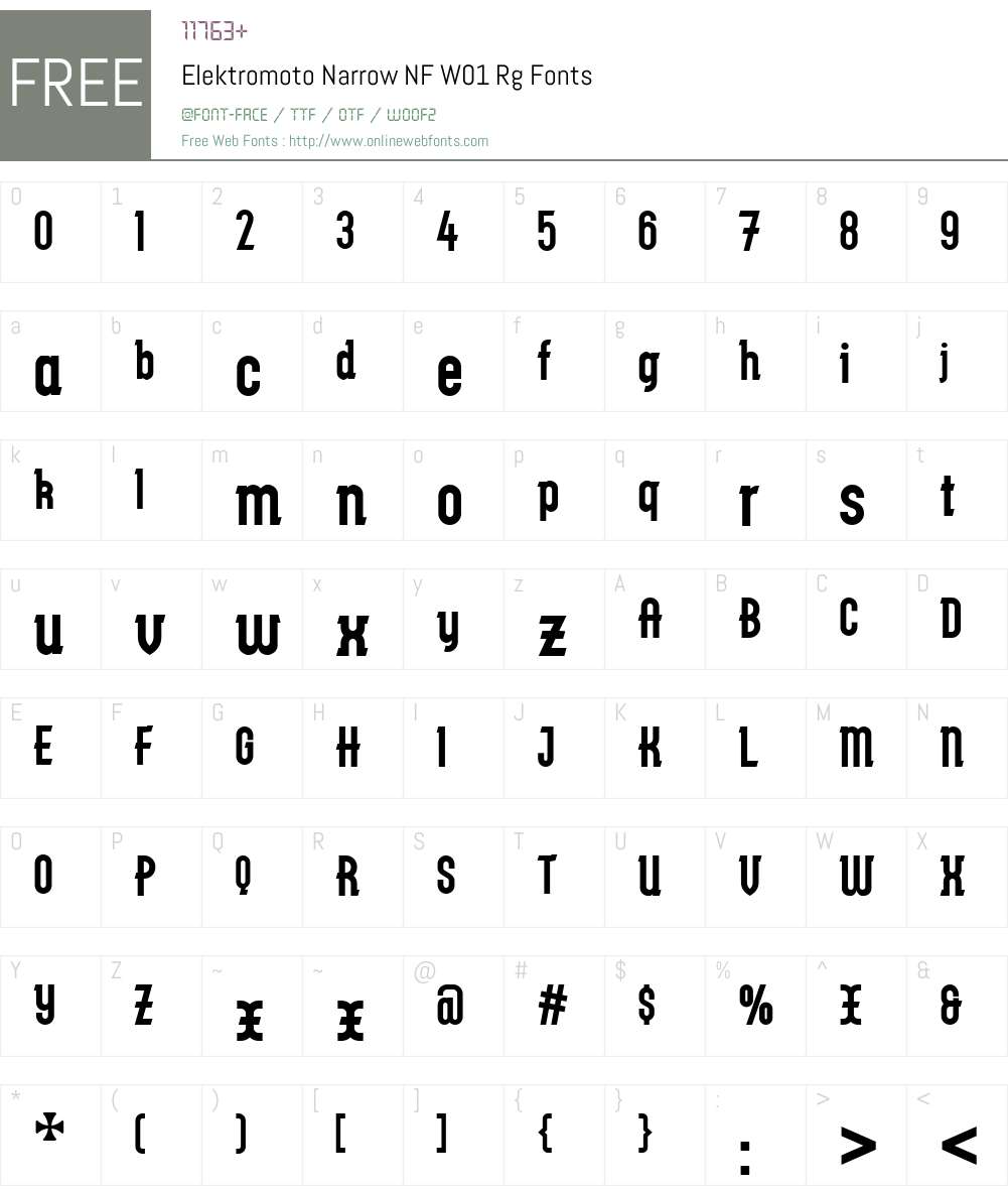 ElektromotoNarrowNFW01-Rg Font Screenshots