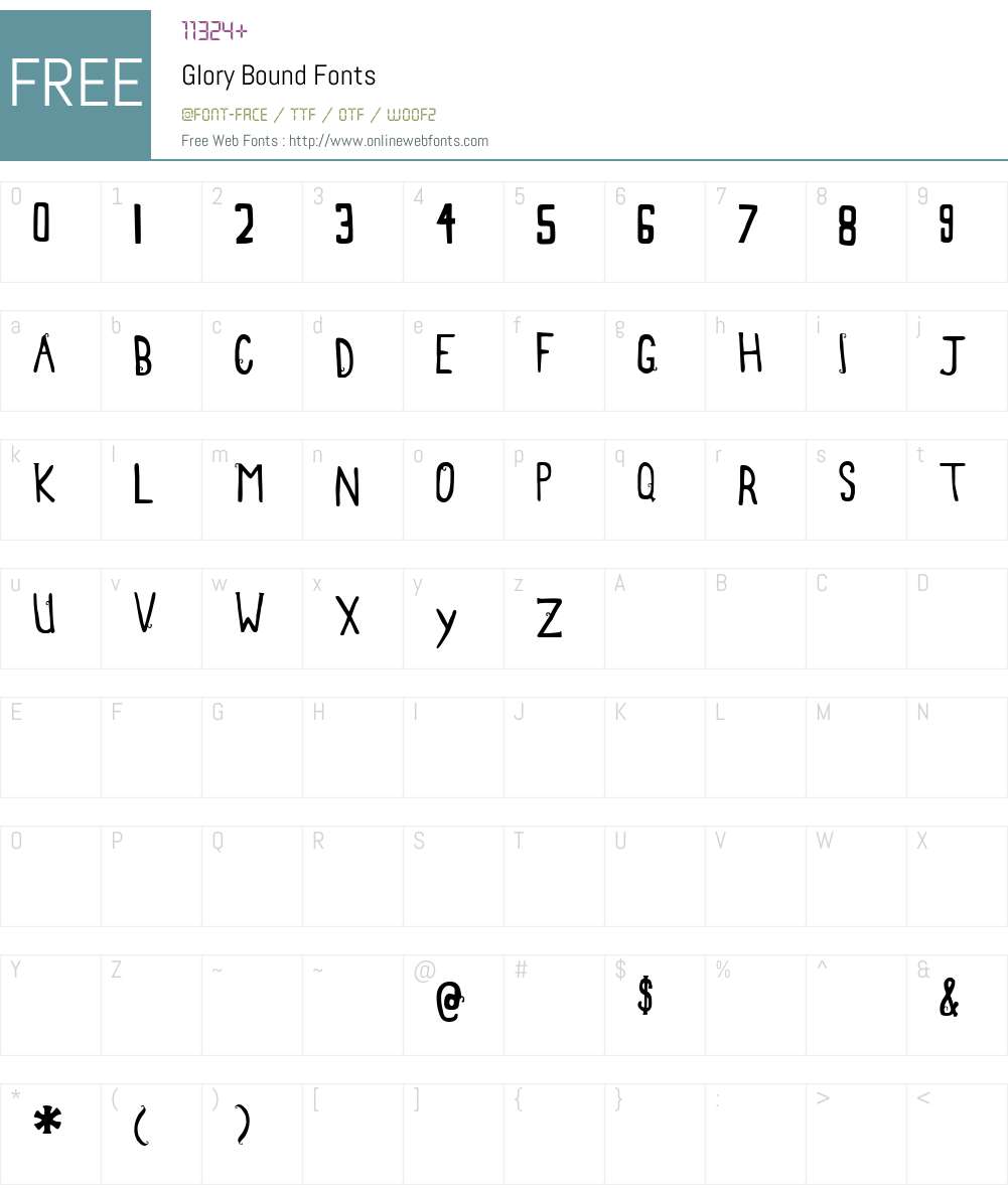 Glory Bound Font Screenshots