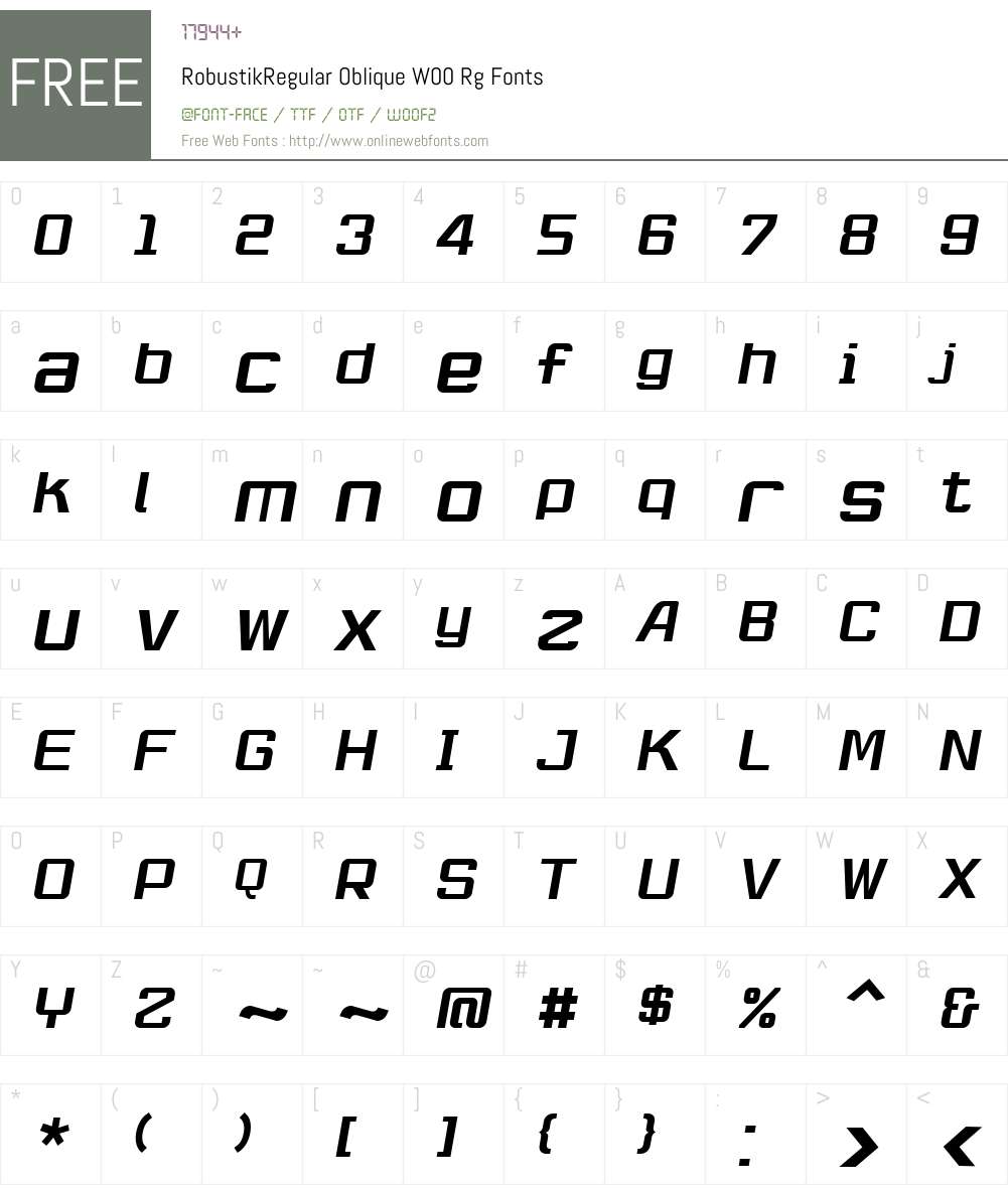 RobustikRegular Oblique Font Screenshots