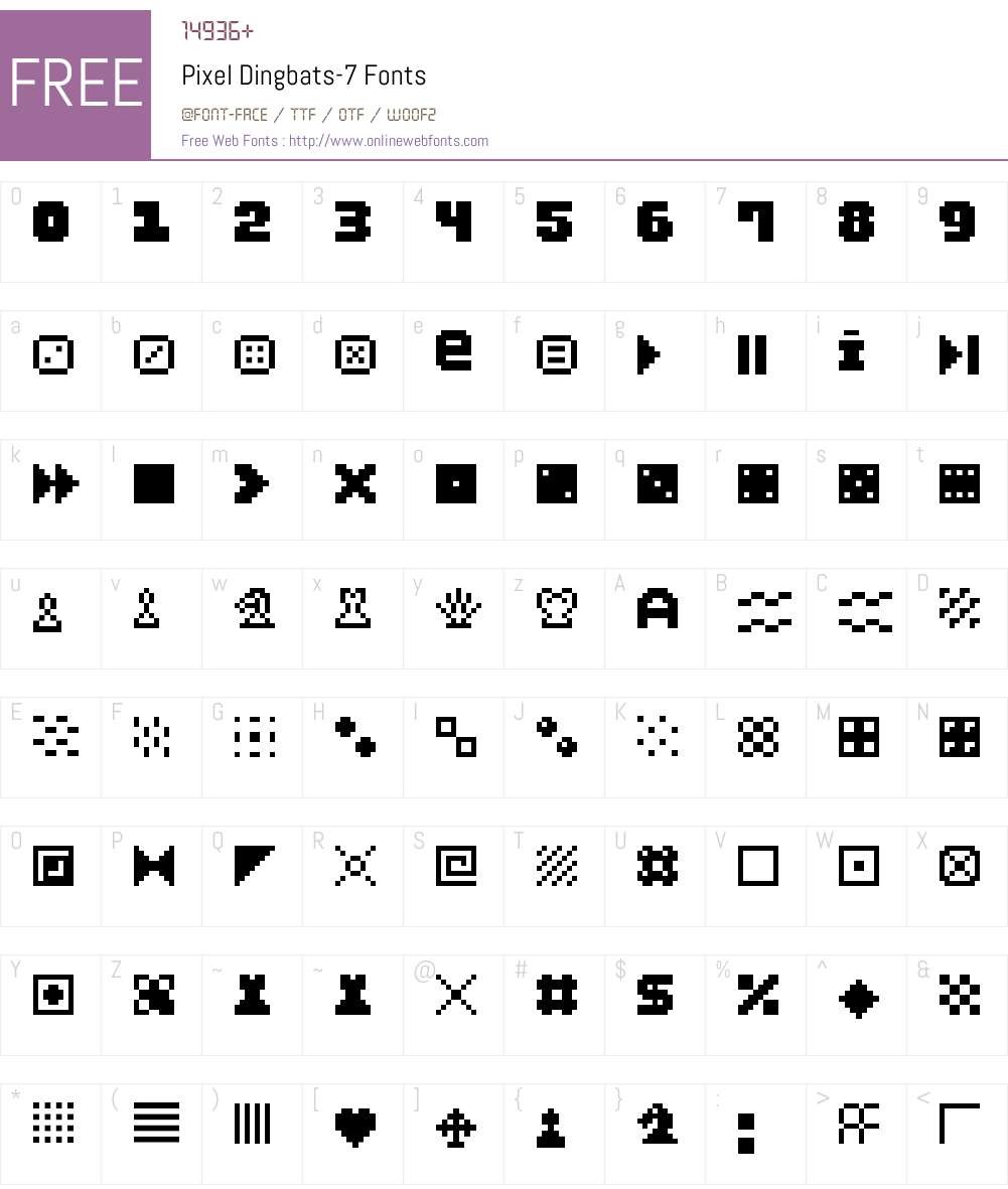 Pixel Dingbats-7 Font Screenshots