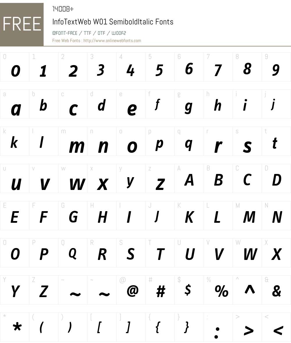InfoTextWebW01-SemiboldIt Font Screenshots
