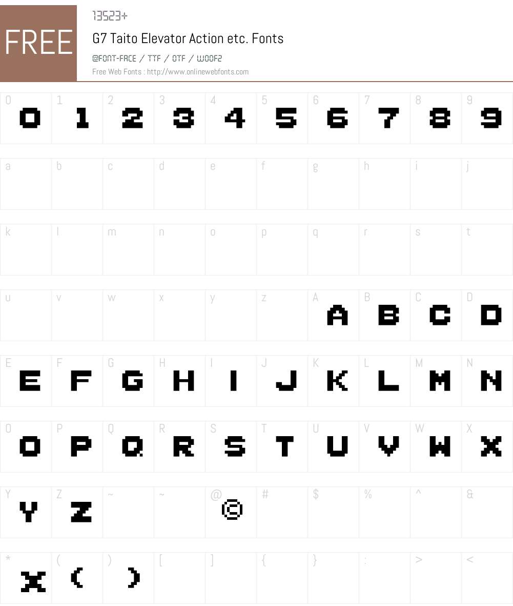 G7 Taito Elevator Action etc. Font Screenshots