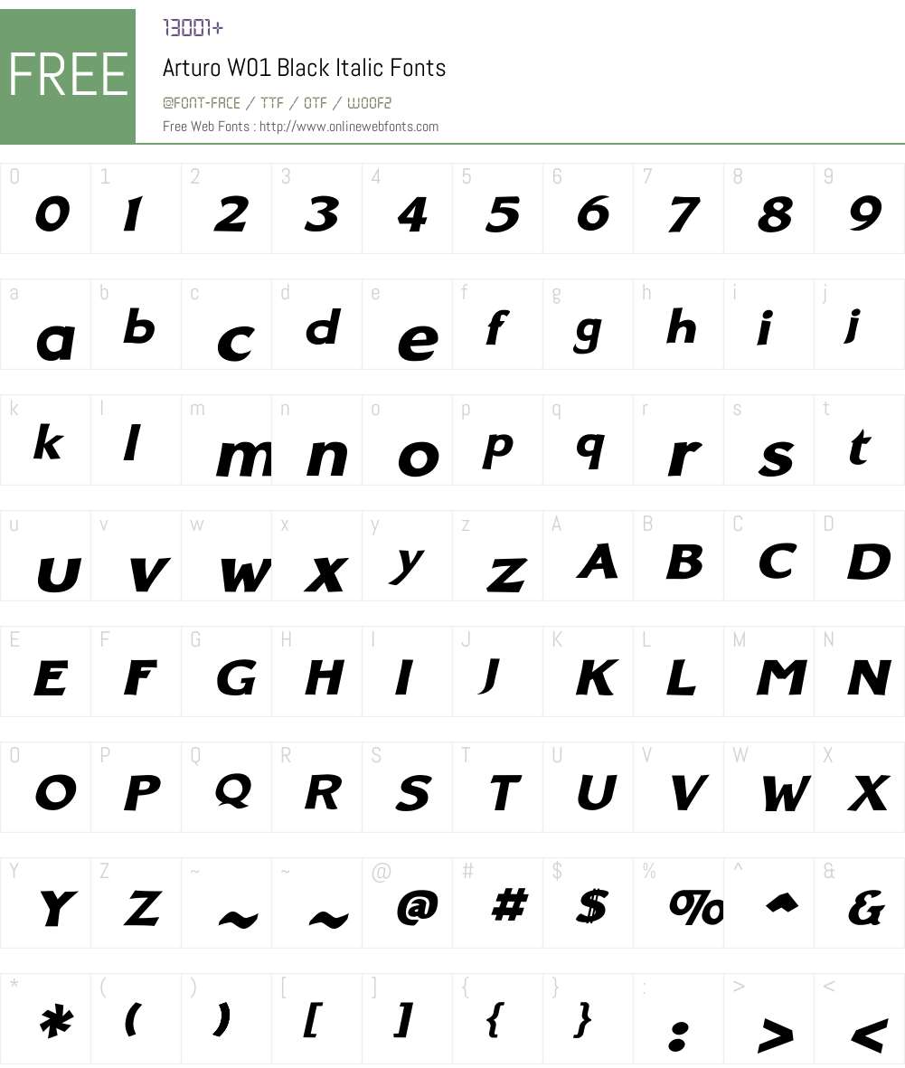 ArturoW01-BlackItalic Font Screenshots