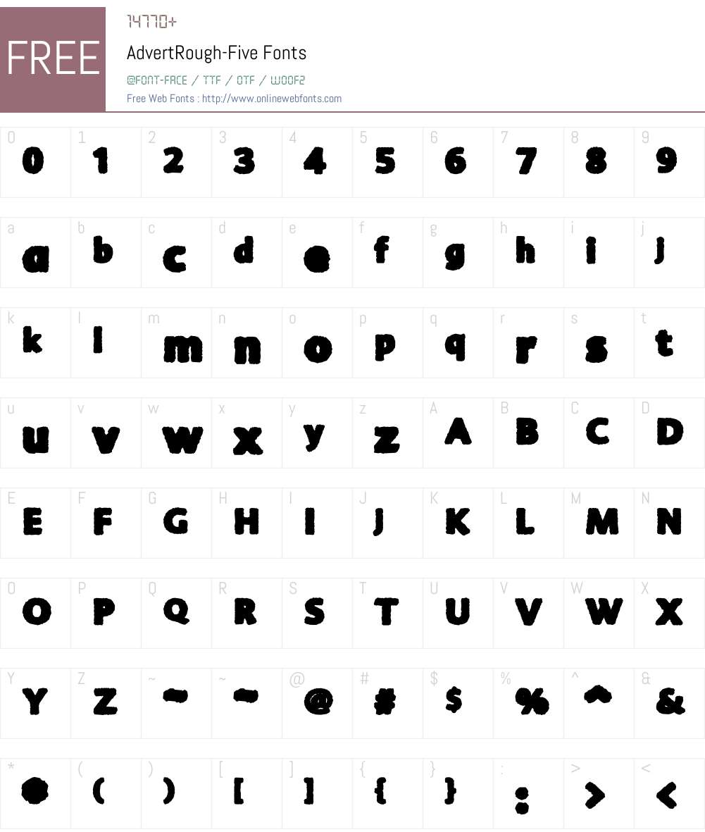 AdvertRough Font Screenshots