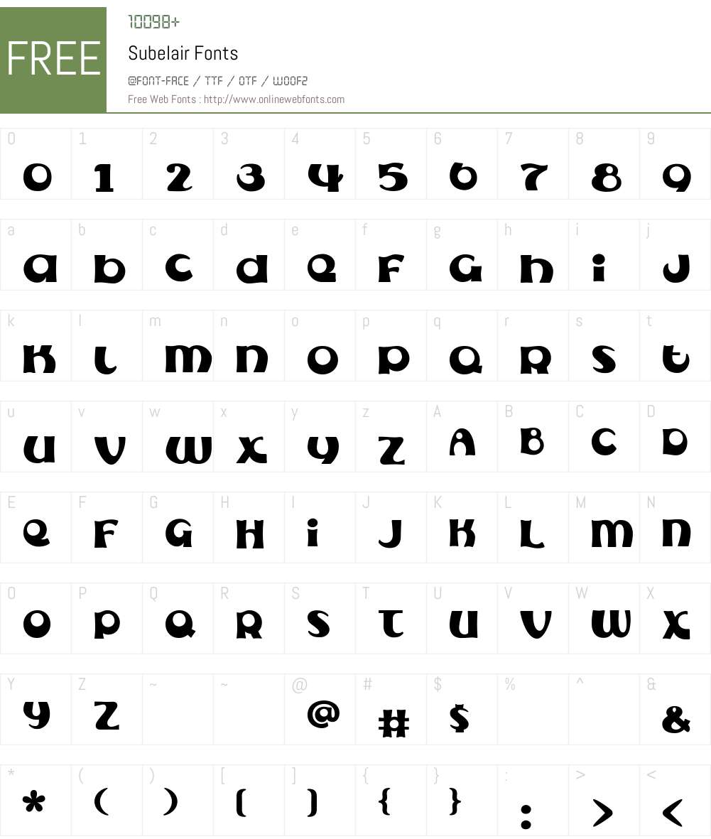 Subelair Font Screenshots
