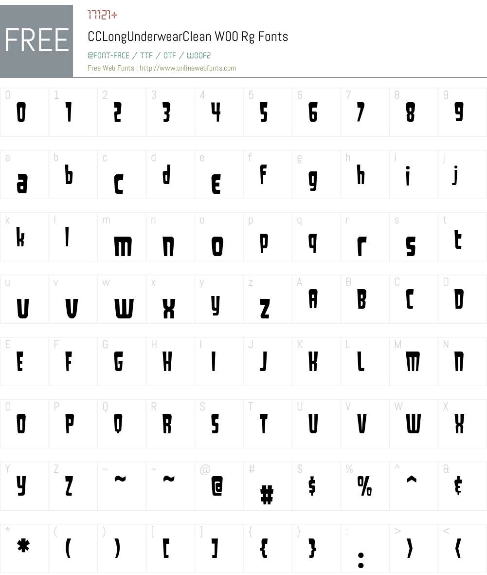 CCLongUnderwearCleanW00-Rg Font Screenshots
