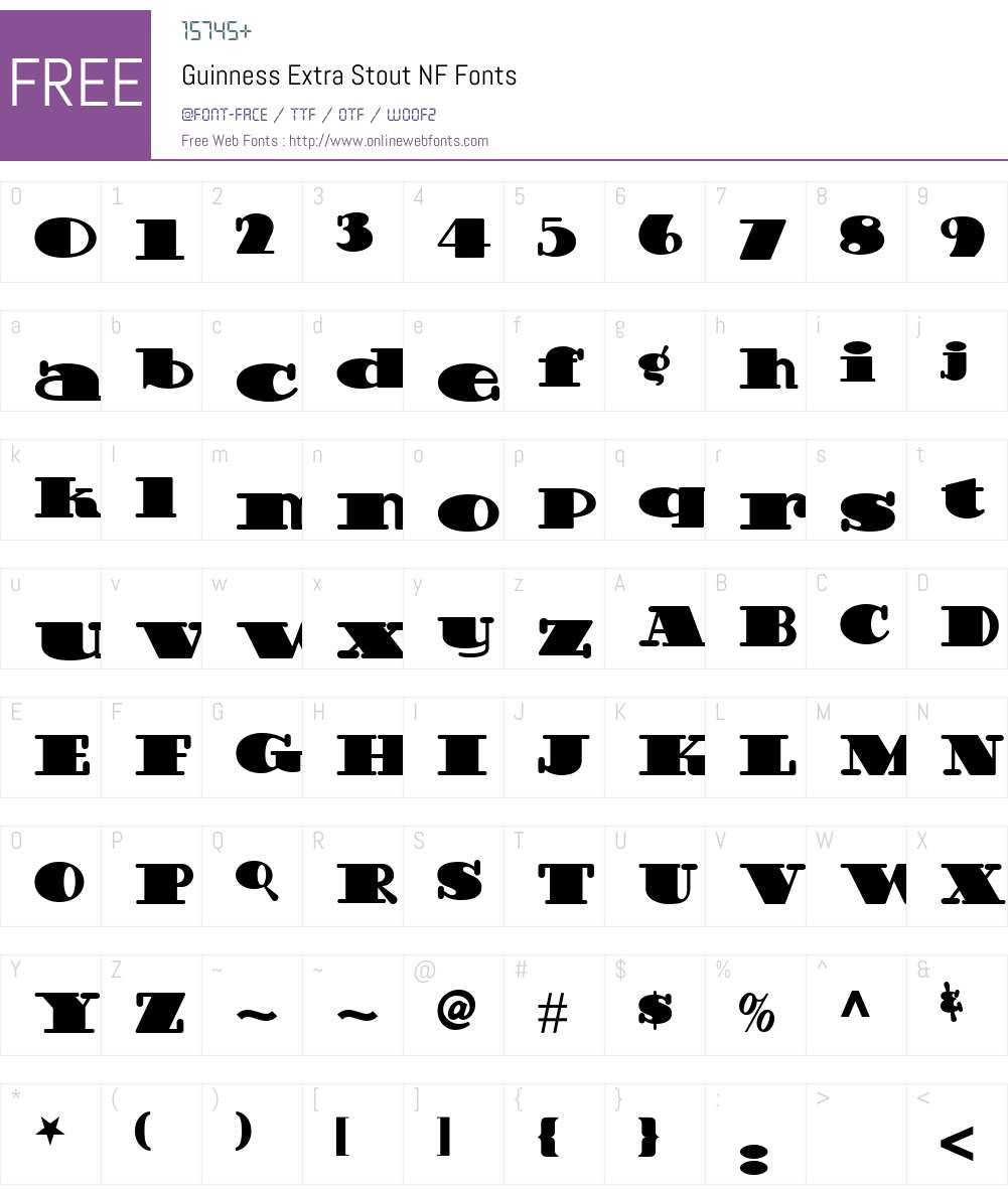 Guinness Extra Stout NF Font Screenshots