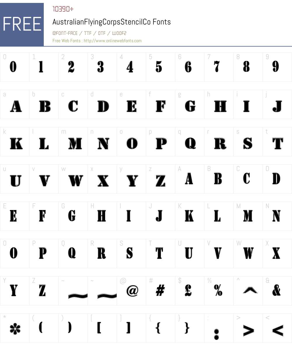 AustralianFlyingCorpsStencilCo Font Screenshots