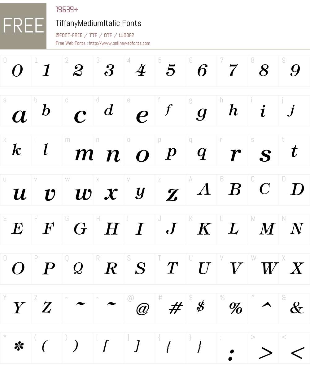 Tiffany Font Screenshots