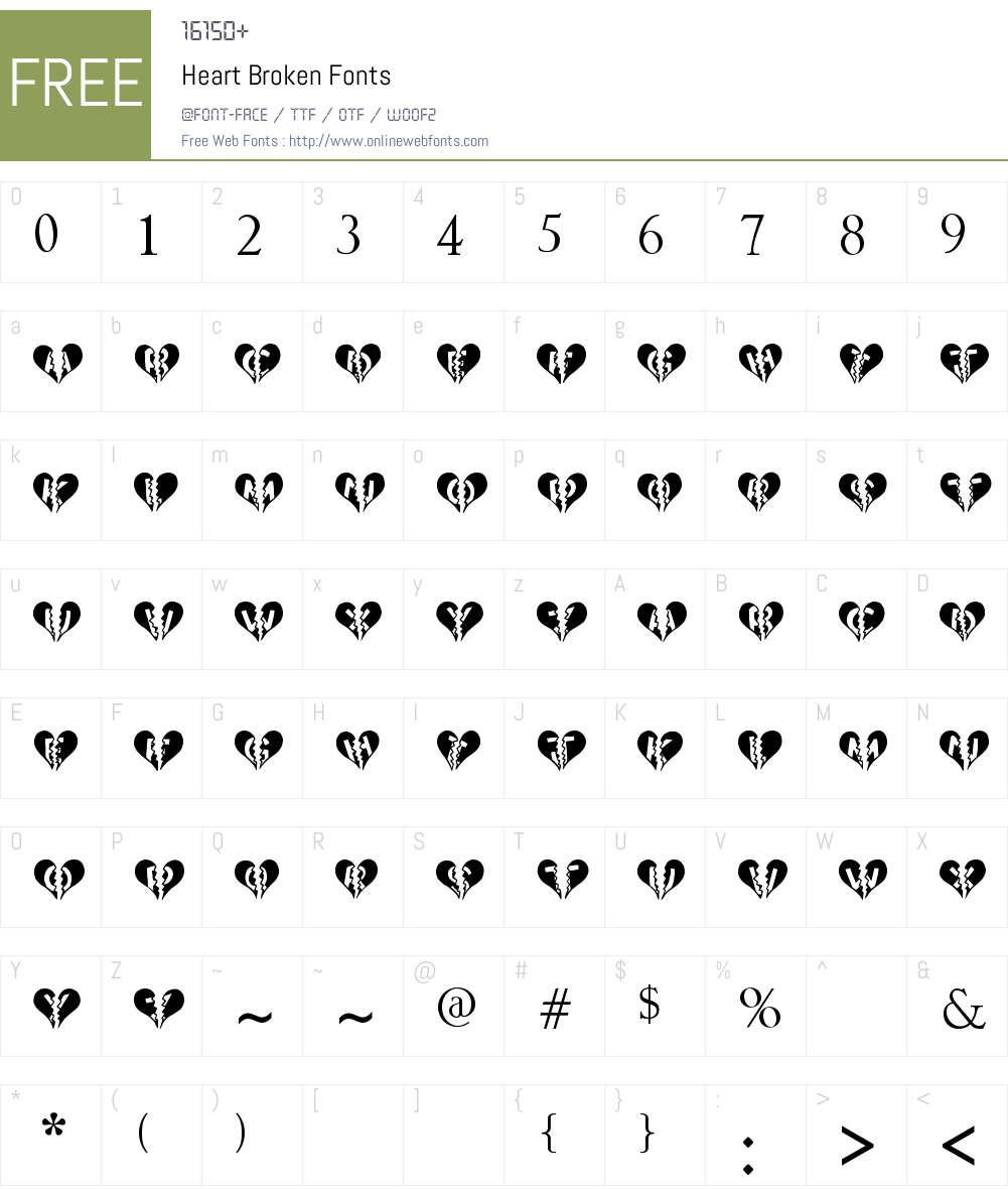 Heart Broken Font Screenshots