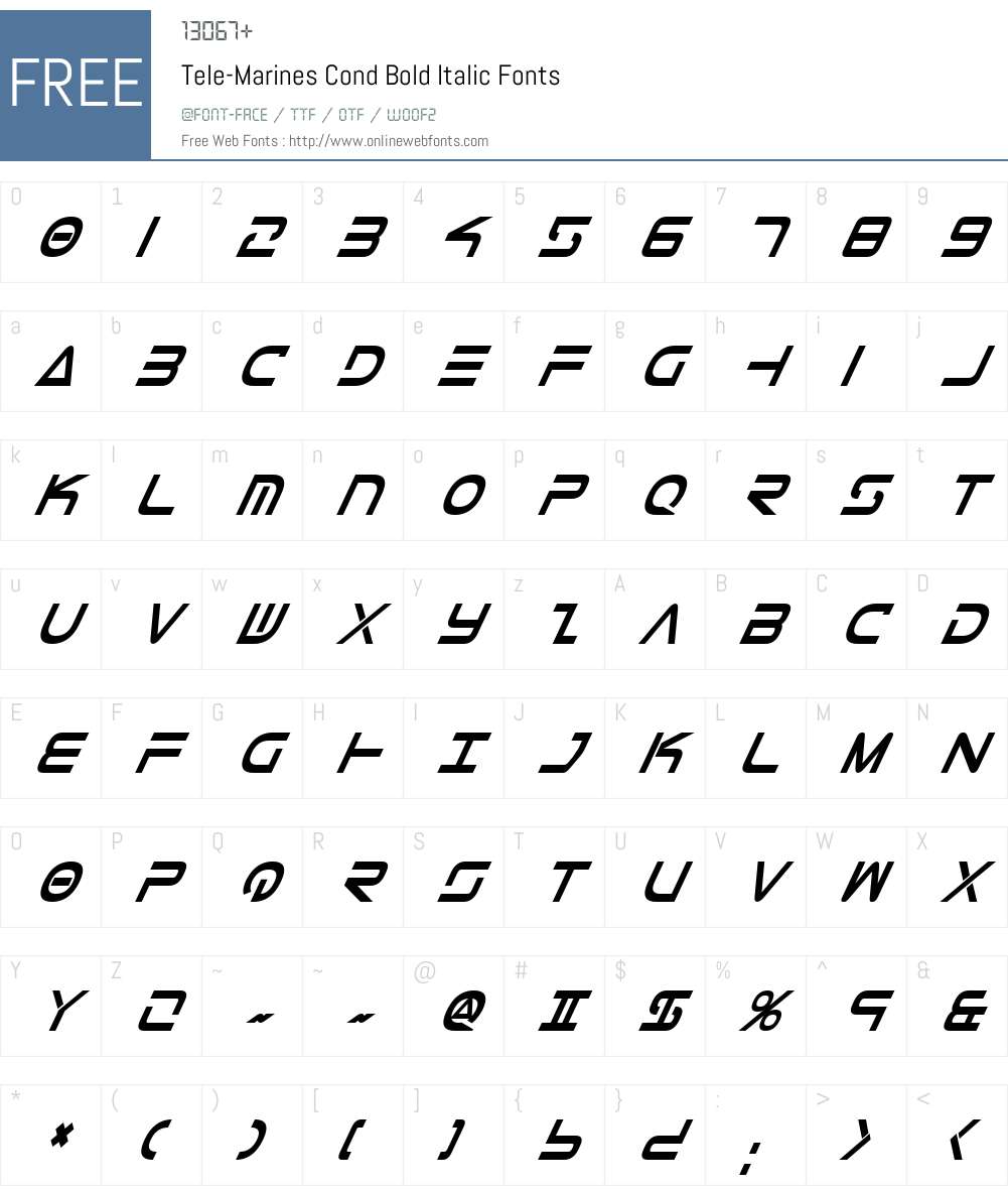 Tele-Marines Cond Bold Italic Font Screenshots