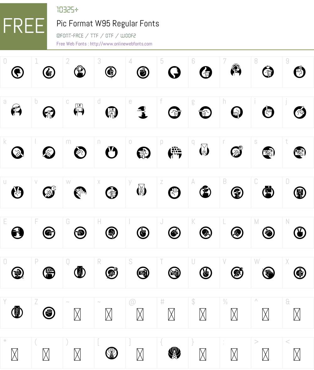 PicFormatW95-Regular Font Screenshots