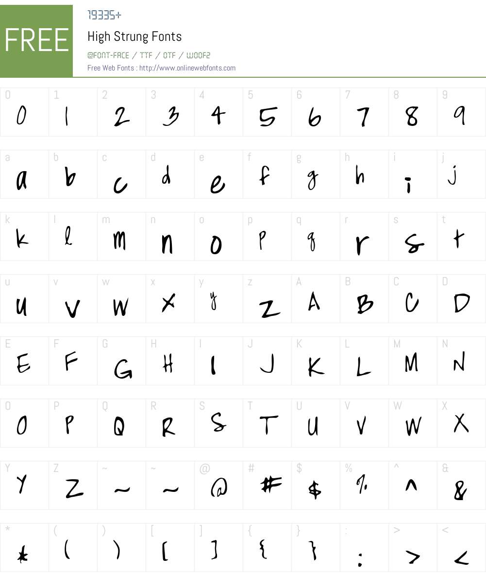 High Strung Font Screenshots