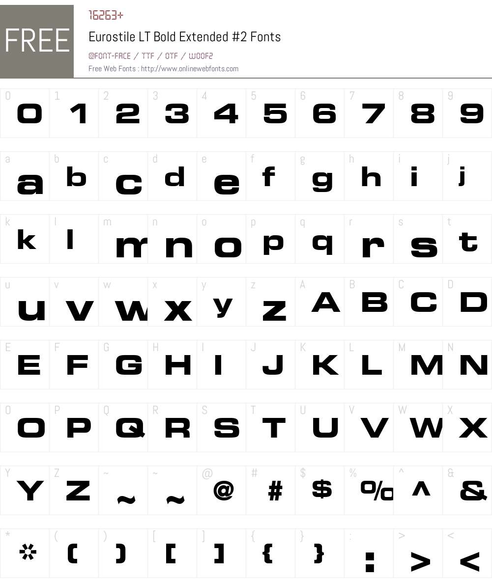 Eurostile LT ExtendedTwo Font Screenshots