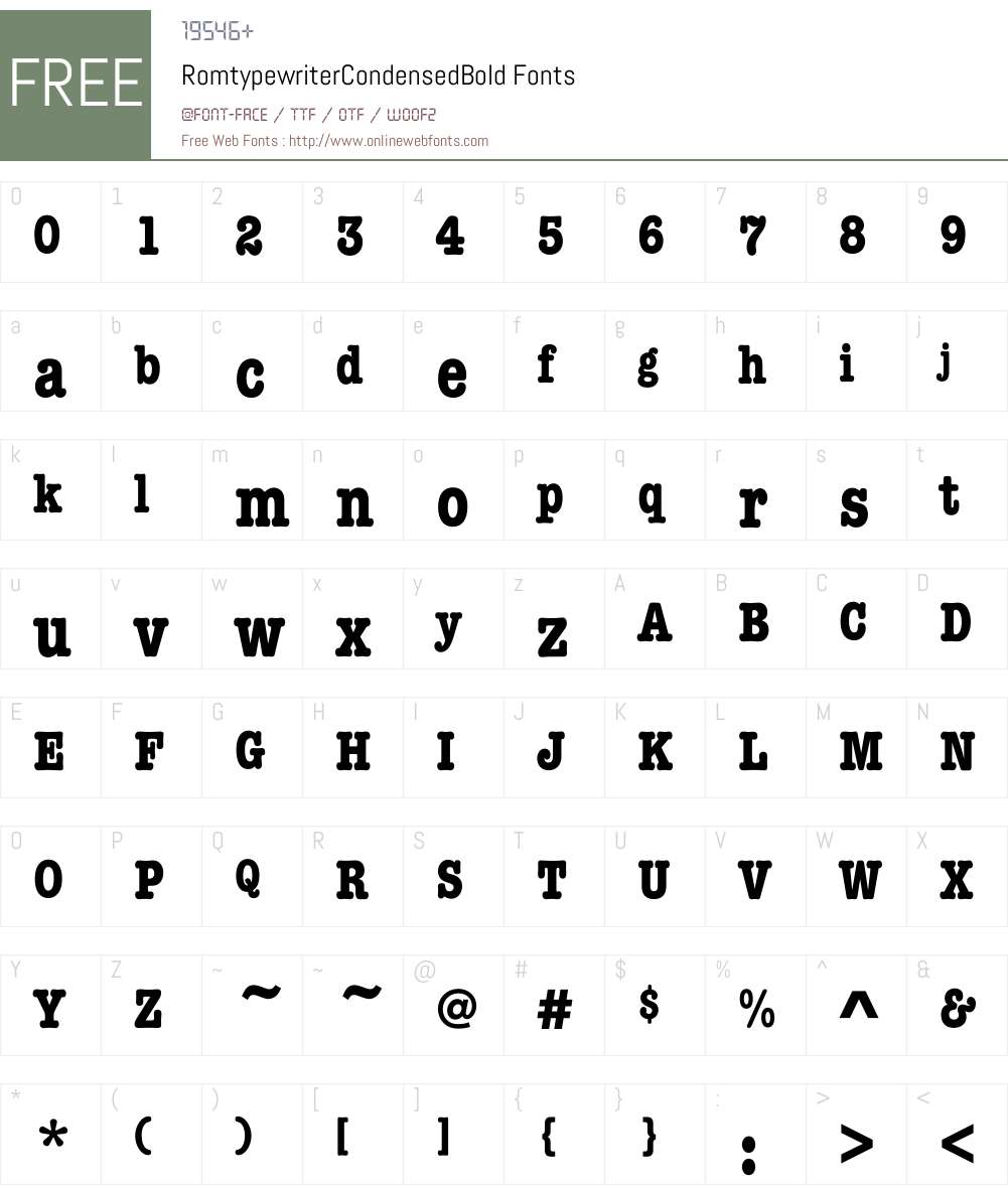 Romtypewriter Font Screenshots