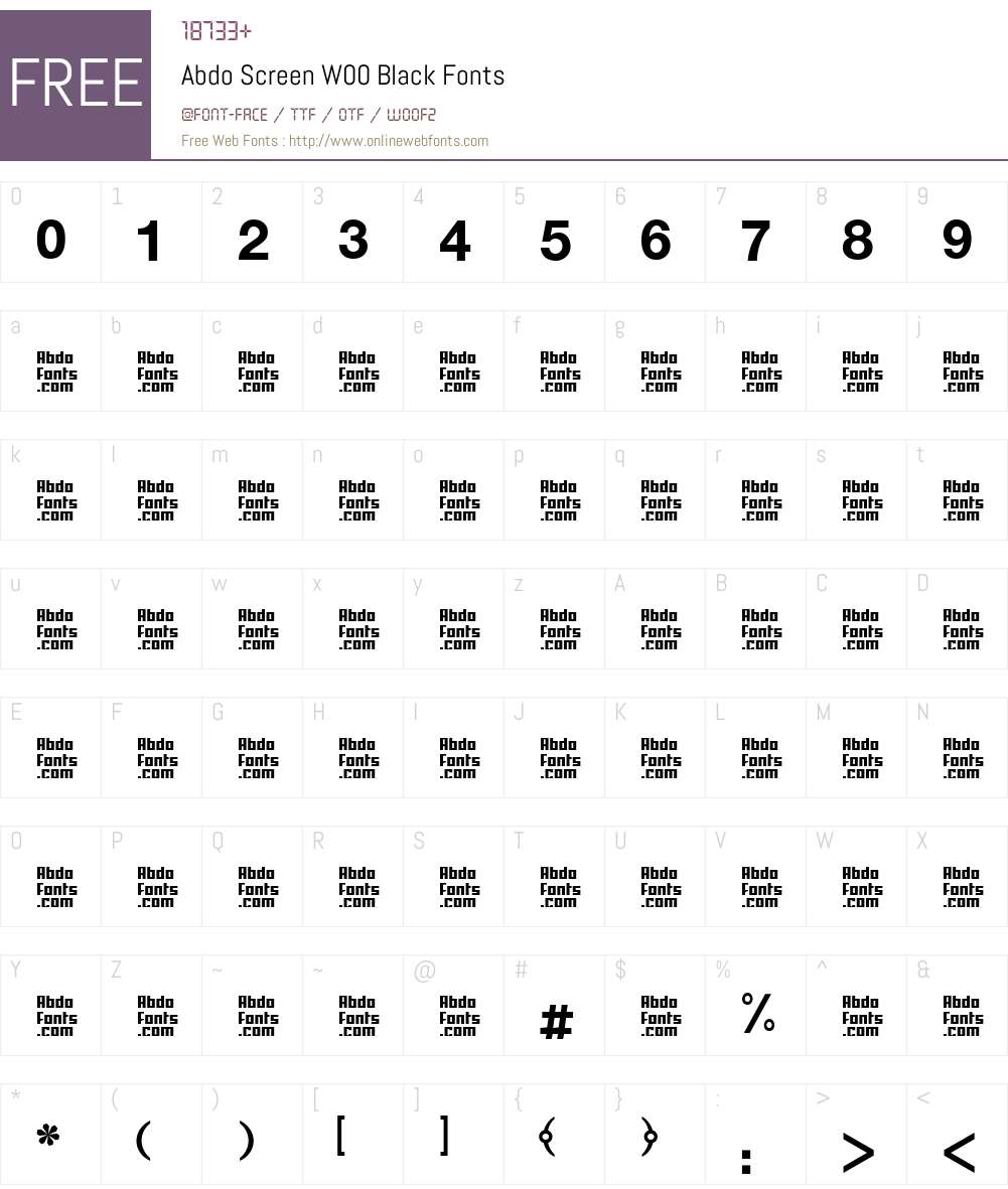 Abdo Screen Font Screenshots