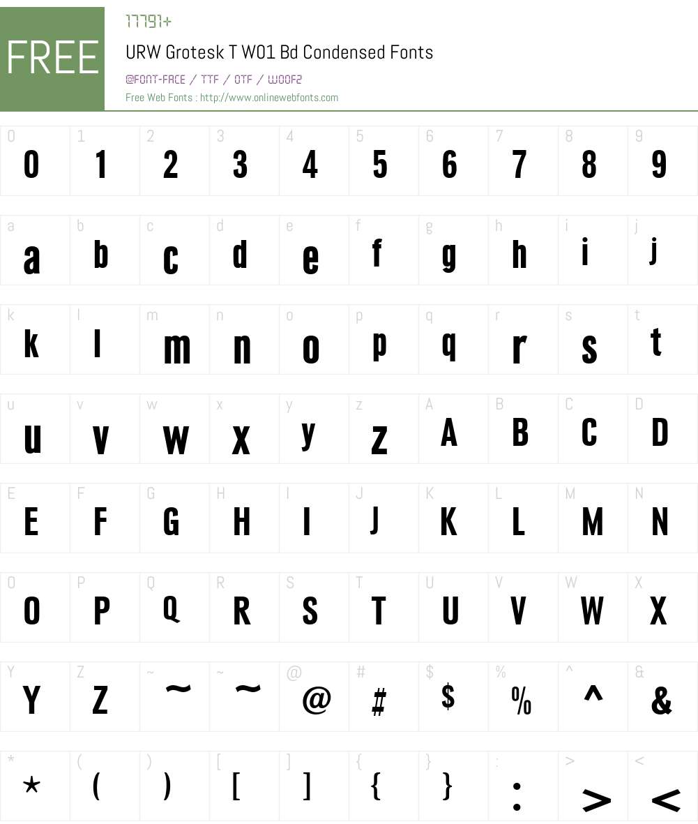 URWGroteskTW01-BdCondensed Font Screenshots