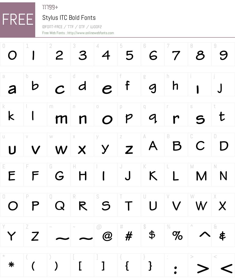 Stylus ITC Bold Font Screenshots