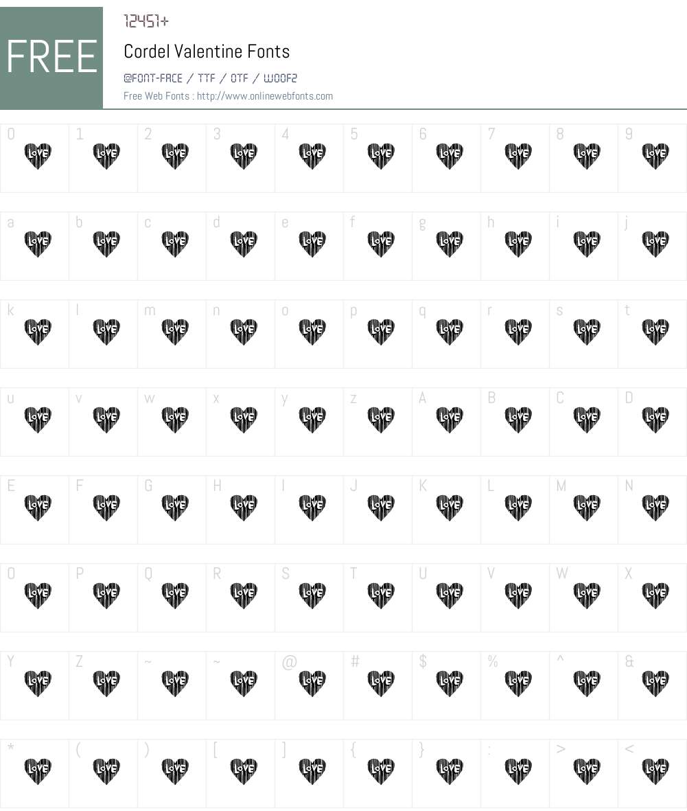 Cordel Valentine Font Screenshots